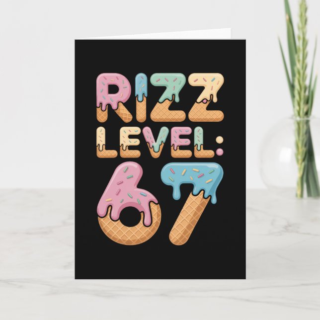 Rizz Level 67 Meme Tröja Glass Drip Meme Six S Kort (Framsida)