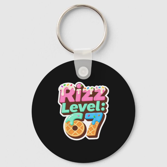 Rizz Level 67 Meme Tröja Glass Drip Meme Six S Nyckelring (Framsida)