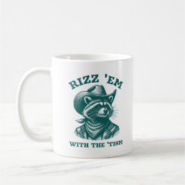Rizz 'm med 'Tism Raccoon Cowboy Western Kaffemugg