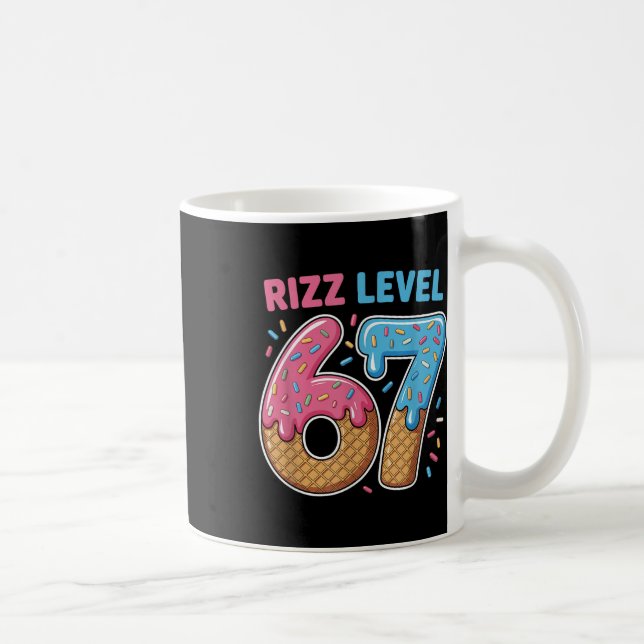 Rizz Nivå 67 Alpha Slang Gen 67:e Nummer Glass Kaffemugg (Höger)