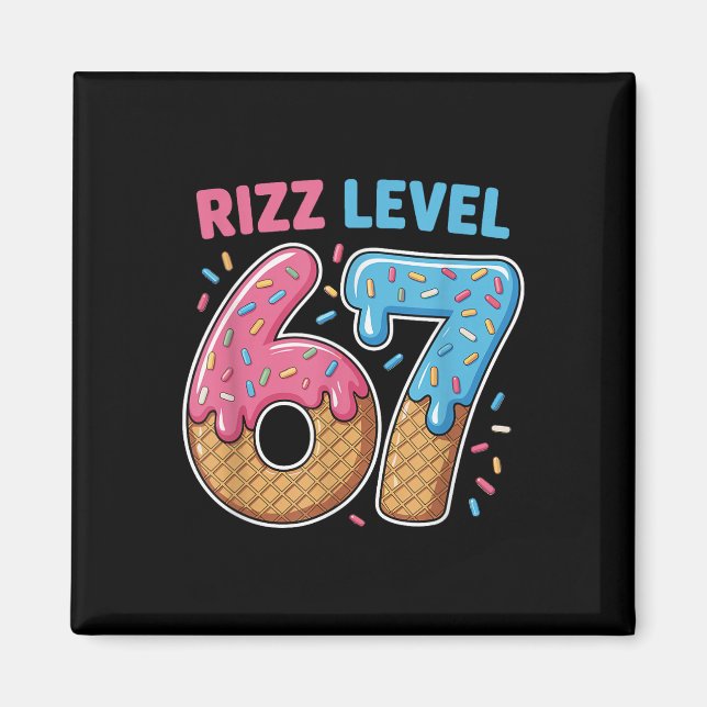 Rizz Nivå 67 Alpha Slang Gen 67e Nummer Glass Magnet (Framsidan)