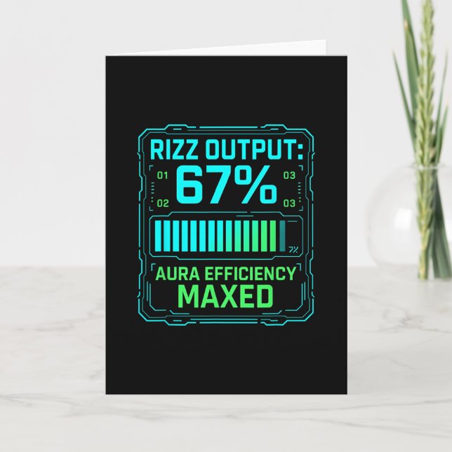 Rizz Output 67% Aura Effektivitet Maxad Tech Gamer Kort (Framsida)