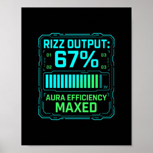 Rizz Output 67% Aura Effektivitet Maxad Tech Gamer Poster