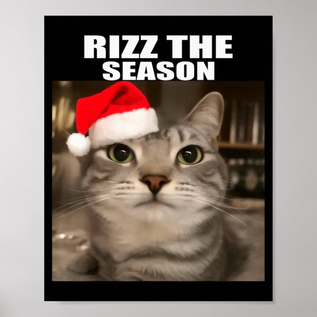 Rizz The Season Roliga Julpyjamas Katt Meme B Poster (Framsidan)