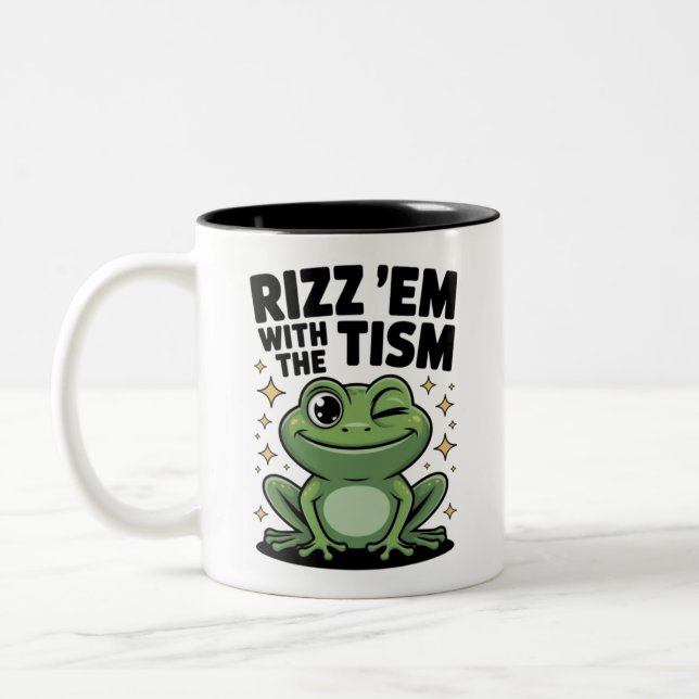 Rizz Them With the Tism Cool Frog Två-Tonad Mugg (Vänster)