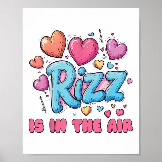 Rizz Valentines day - Cute Hearts Memay säger Poster (Framsidan)