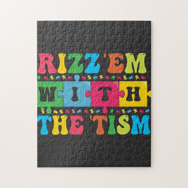 Rizz'em är en fantastisk Autism-medvetenhet med Ti Pussel (Vertikal)