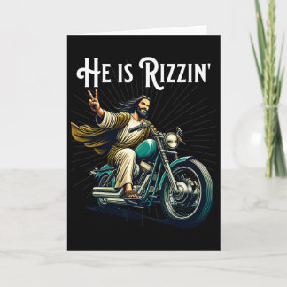 Rizzen Roligt Rizz Han Är Rizzin Jesus Ridande Mot Kort
