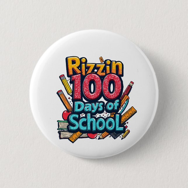 Rizzin 100 dagar med skolgeneralen Alpha Funny Knapp (Framsida)