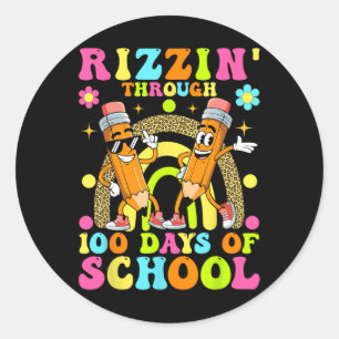 Rizzin till 100 dagar med skolbarn 100 dagar runt klistermärke