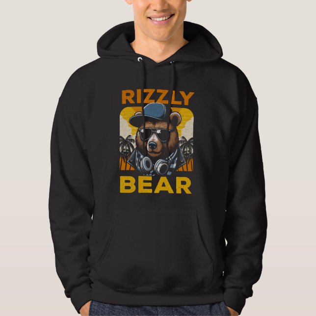 Rizzly Bear Coola med solglasögon Rizz för Hoodie (Framsida)