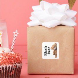 Rizzly cute teddy bear design funny quote fyrkantigt klistermärke