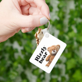 Rizzly söt teddybjörn design roligt citat nyckelring