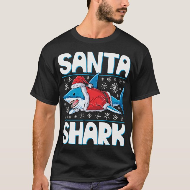 rk jul T Shirt Boys Manar Santa s Sharkmas Te (Framsida)