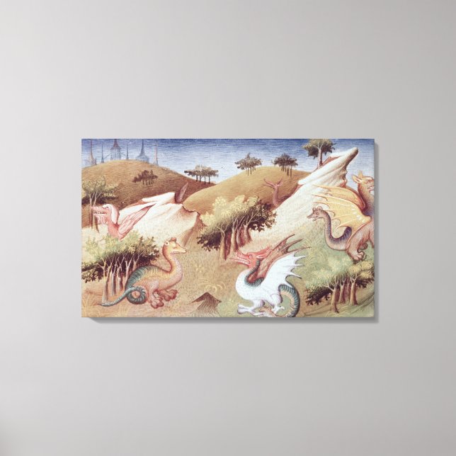 RM 2810 f.55v Dragons och andra beaster Canvastryck (Framsida)
