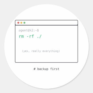 rm -rf / - Dev Klistermärke Present