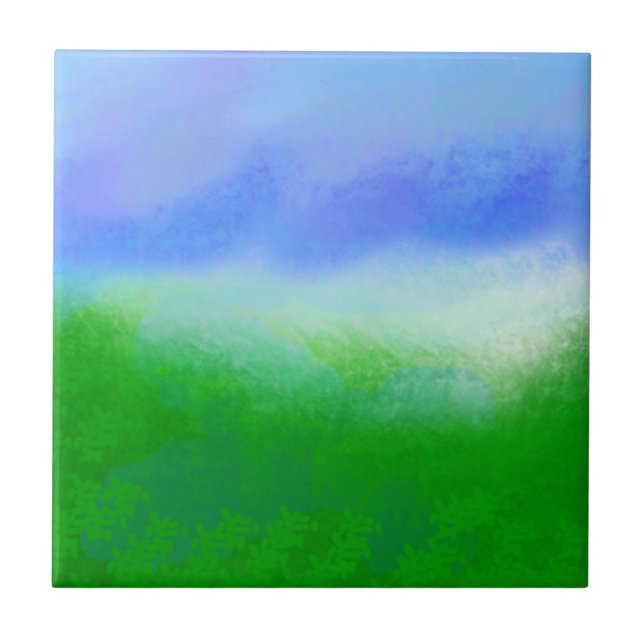 RMdesignflo55 CUTE HIMMEL BLUE-GRÖNT Kakelplatta (Framsidan)