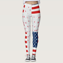 rmdesignflo55 teckning USA flagga mot röd bakgrund Leggings