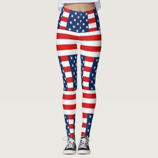 rmdesignflo55 USA flagga på röd bakgrund Leggings