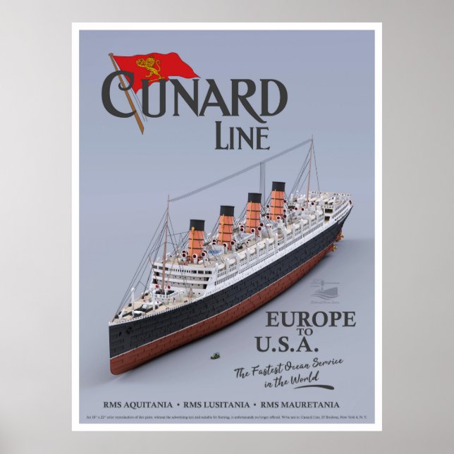 RMS Aquitania - Cunard Line (fiktives Plakat) Poster (Framsidan)