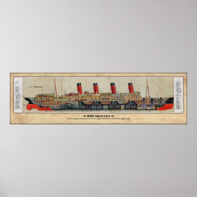 RMS Aquitania Poster bort klippgräns (Framsidan)