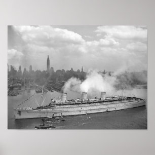 Rms-drottning Mary som ankommer i den New York Poster