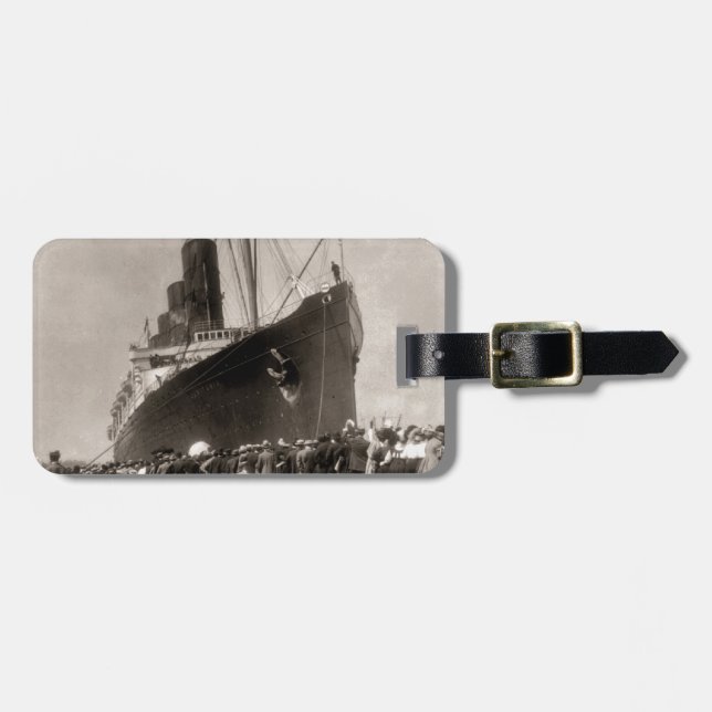Rms-Lusitania ankommer New York City 1907 Bagagebricka (Horisontell Framsida)