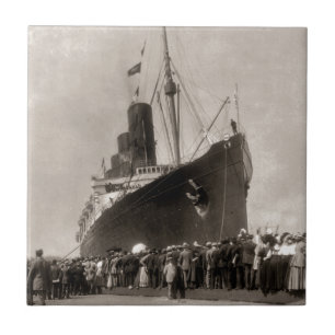 Rms-Lusitania ankommer New York City 1907 Kakelplatta