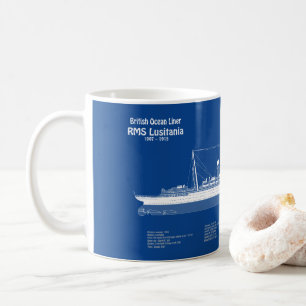 RMS Lusitania - Frakt Blueprint Plans ABD Kaffemugg