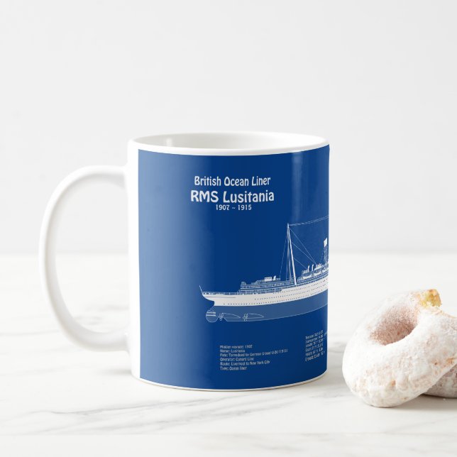 RMS Lusitania - Frakt Blueprint Plans ABD Kaffemugg (Med munk)