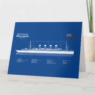 RMS Lusitania - Frakt Blueprint Plans ABD Tack Kort