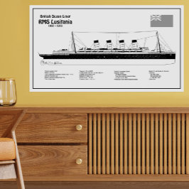 RMS Lusitania - Frakt Blueprint Plans BD Fototryck