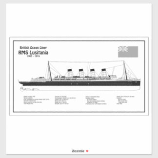 RMS Lusitania - Frakt Blueprint Plans BD Klistermärken