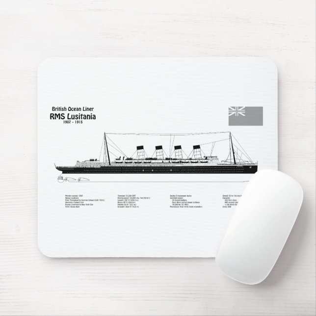 RMS Lusitania - Frakt Blueprint Plans BD Musmatta (Med mus)