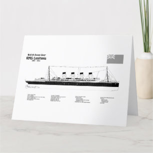 RMS Lusitania - Frakt Blueprint Plans BD Tack Kort