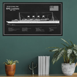 RMS Lusitania - Frakt Blueprint Plans PBD Fototryck
