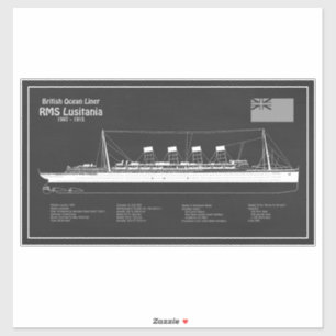 RMS Lusitania - Frakt Blueprint Plans PBD Klistermärken