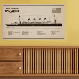 RMS Lusitania - Frakt Blueprint Plans SD Poster