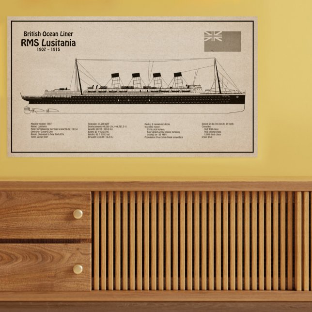 RMS Lusitania - Frakt Blueprint Plans SD Poster (Skapare uppladdad)
