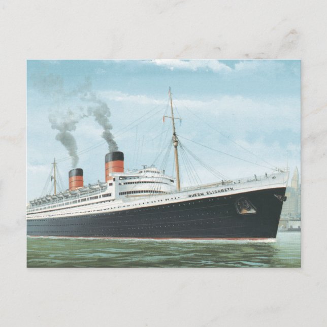 RMS Queen Elizabeth Sailing Vykort (Framsida)
