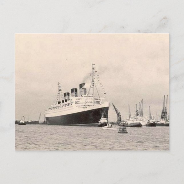 RMS Queen Mary Maiden Voyage PostCard Vykort (Framsida)