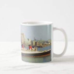 RMS Queen Mary Sailing New York 1950's Kaffemugg