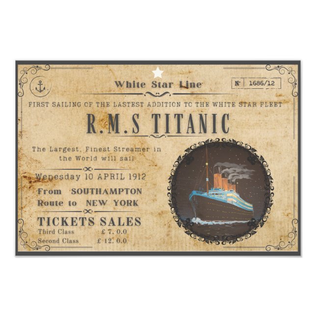 RMS TITANIC BOARDING ADVERSTING FOTOTRYCK (Framsidan)
