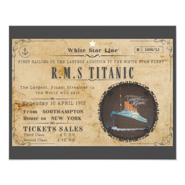 RMS TITANIC BOARDING ADVERSTING FOTOTRYCK (Framsidan)