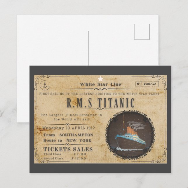 RMS TITANIC BOARDING ADVERSTING VYKORT (Fram/baksida)