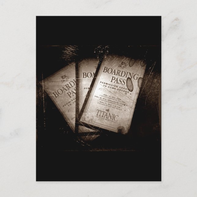 RMS Titanic Boarding Passes Vykort (Framsida)