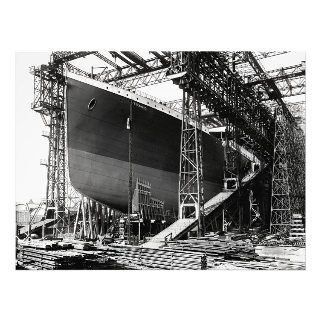 RMS TITANIC Byggt i Drydock - Belfast 1911 Fototryck (Framsidan)