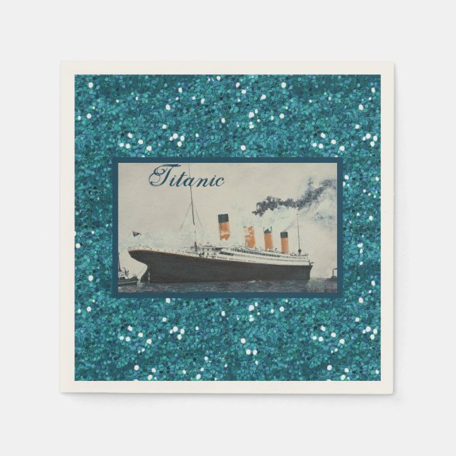 RMS Titanic Deep Blue Glitter White Star Line-Frak Pappersservett (Framsidan)