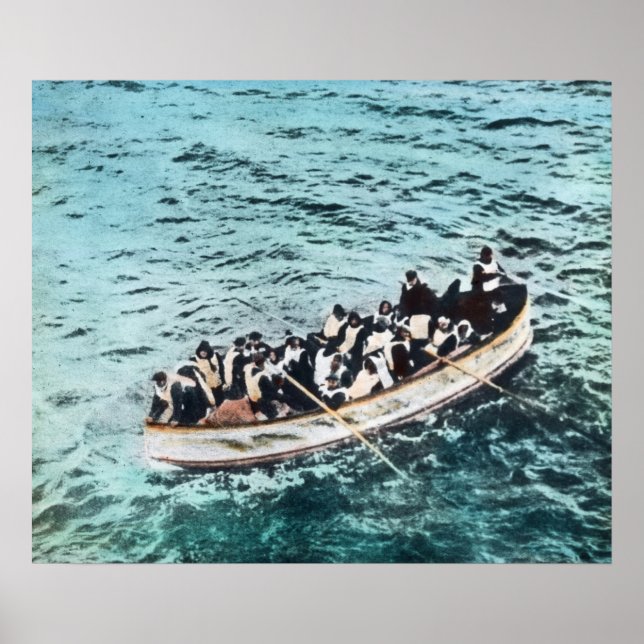 RMS Titanic-Färgad för livbåtshand-Vintage Poster (Framsidan)