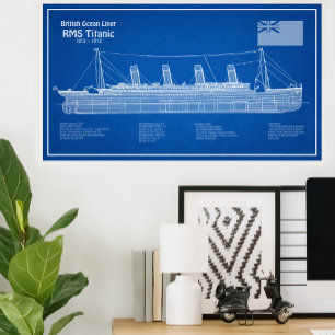 RMS Titanic Frakt Blueprint Plans ABD Poster